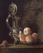 Jean Baptiste Simeon Chardin Metal pot with basket of peaches and plums oil painting artist